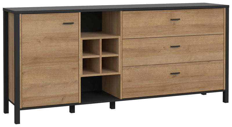 Sideboard Kommode HIGH ROCK 186 cm Riviera Eiche Optik /Schwarz Forte