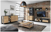 Sideboard Kommode HIGH ROCK 186 cm Riviera Eiche Optik /Schwarz Forte