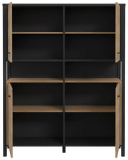 Highboard Schrank HIGH ROCK 4-trg. Riviera Eiche Optik / Schwarz Forte