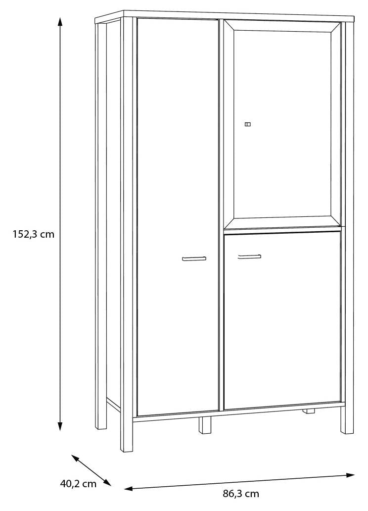 Highboard HIGH ROCK 2+1 Türen Riviera Eiche Optik / Schwarz von Forte
