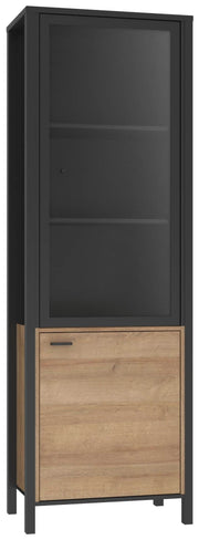 Vitrine HIGH ROCK mit 2 Türen Riviera Eiche Optik / Schwarz von Forte