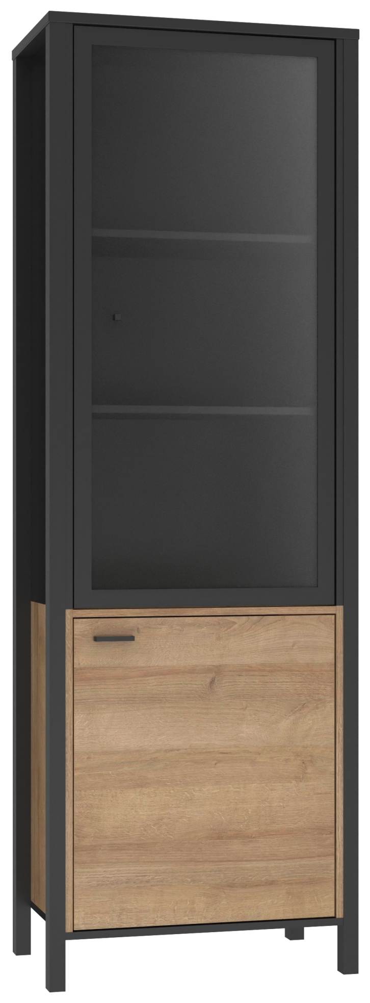 Vitrine HIGH ROCK mit 2 Türen Riviera Eiche Optik / Schwarz von Forte