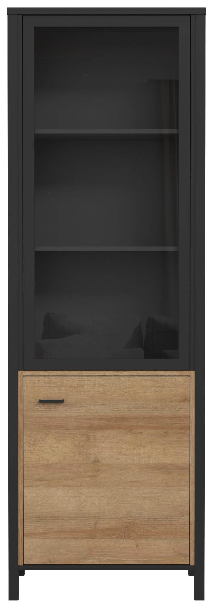 Vitrine HIGH ROCK mit 2 Türen Riviera Eiche Optik / Schwarz von Forte