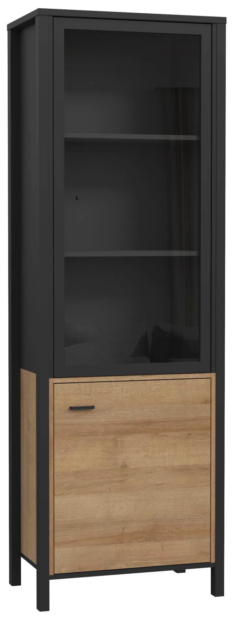 Vitrine HIGH ROCK mit 2 Türen Riviera Eiche Optik / Schwarz von Forte