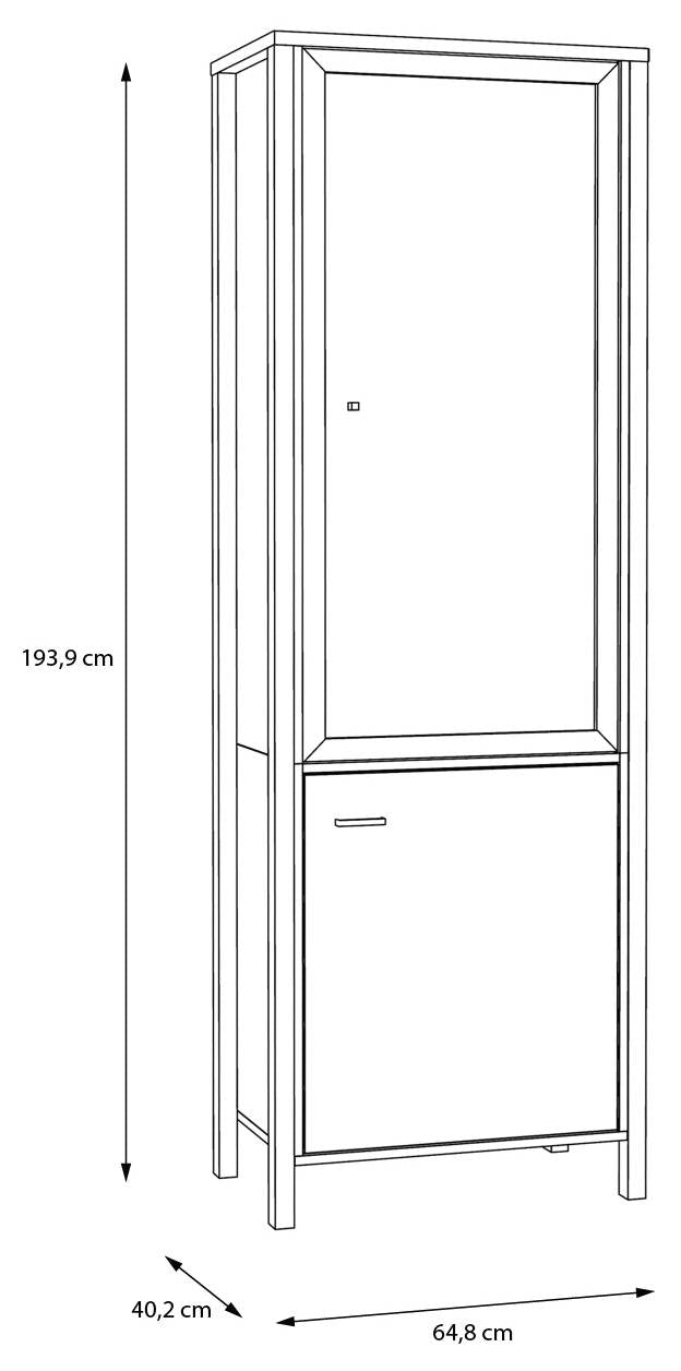 Vitrine HIGH ROCK mit 2 Türen Riviera Eiche Optik / Schwarz von Forte