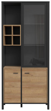 Vitrine HIGH ROCK 3-trg. offene Fächer in Riviera Eiche Optik Schwarz