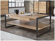 Couchtisch HIGH ROCK 110 x 60 cm Riviera Eiche Optik / Schwarz Forte