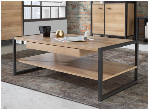 Couchtisch HIGH ROCK 110 x 60 cm Riviera Eiche Optik / Schwarz Forte