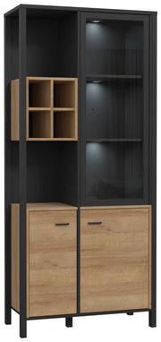 Esszimmer HIGH ROCK 6-tlg mit Beleuchtung Riviera Eiche Optik /Schwarz