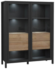 Esszimmer HIGH ROCK 4-tlg mit Beleuchtung Riviera Eiche Optik / Schwarz