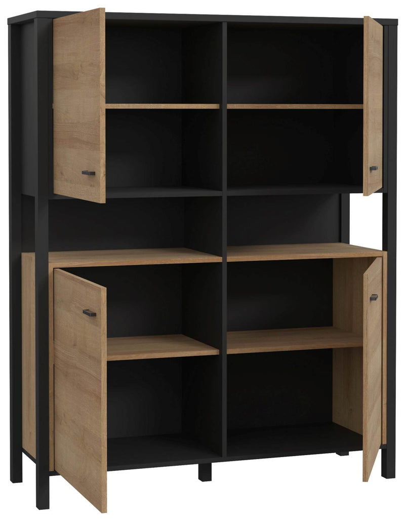 Esszimmer HIGH ROCK 4-tlg mit Beleuchtung Riviera Eiche Optik / Schwarz