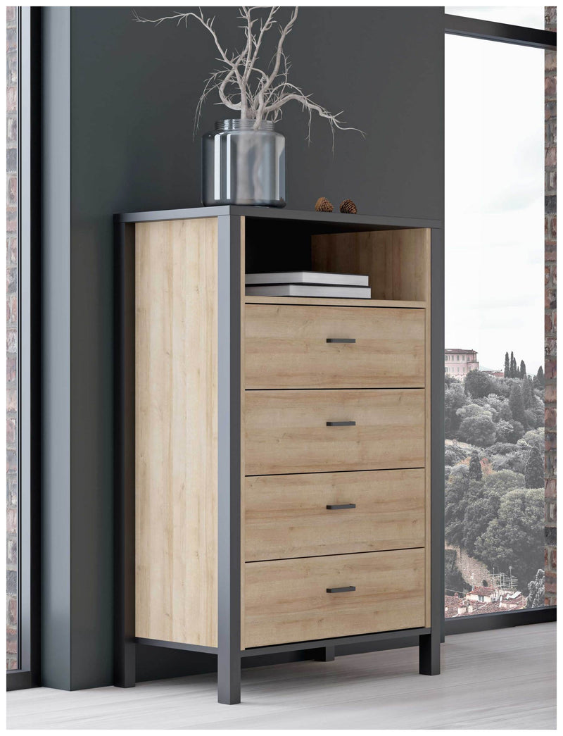 HIGH ROCK K311 Schubladenkommode Riviera Eiche Optik / Schwarz Forte