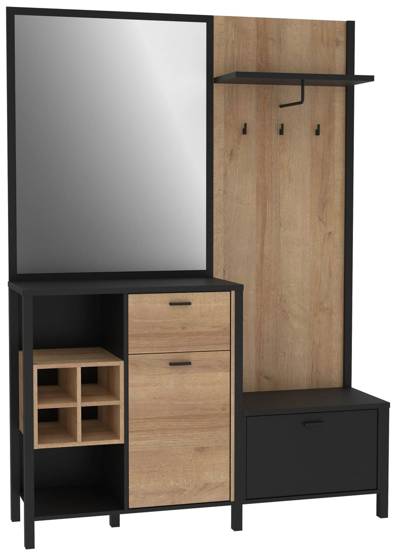 Garderobe Kompaktgarderobe HIGH ROCK Riviera Eiche Optik/Schwarz Forte