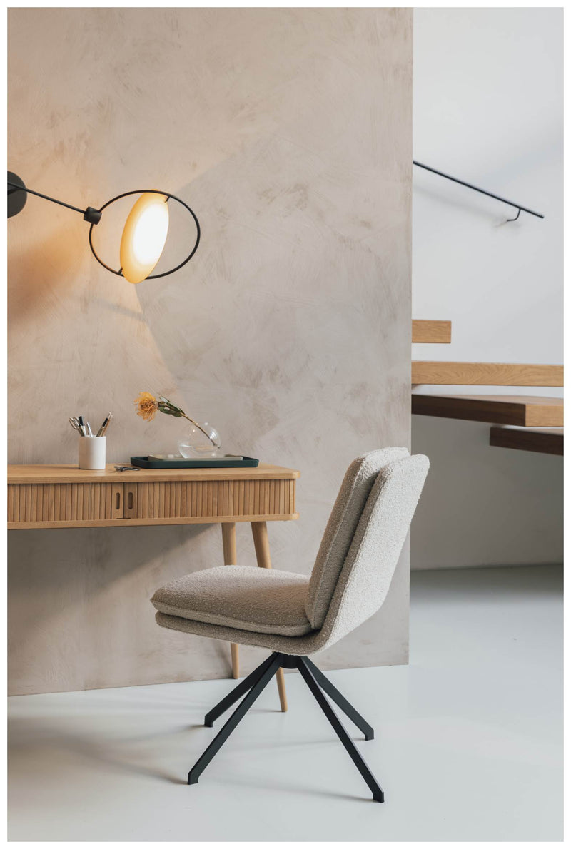 ZUIVER Stuhl TYLER mit angesagten Bouclé Stoff Beige