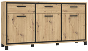 Sideboard TRONDHEIM 3-trg. 3 Schubladen Artisan / Schwarzeiche Optik