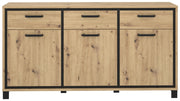 Sideboard TRONDHEIM 3-trg. 3 Schubladen Artisan / Schwarzeiche Optik
