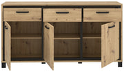 Sideboard TRONDHEIM 3-trg. 3 Schubladen Artisan / Schwarzeiche Optik