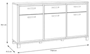 Sideboard TRONDHEIM 3-trg. 3 Schubladen Artisan / Schwarzeiche Optik