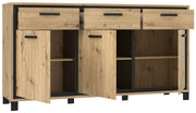 Sideboard TRONDHEIM 3-trg. 3 Schubladen Artisan / Schwarzeiche Optik