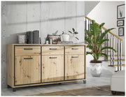 Sideboard TRONDHEIM 3-trg. 3 Schubladen Artisan / Schwarzeiche Optik