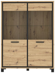 Highboard Vitrine TRONDHEIM V623 Artisan Eiche / Schwarzeiche Optik