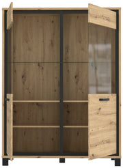 Highboard Vitrine TRONDHEIM V623 Artisan Eiche / Schwarzeiche Optik