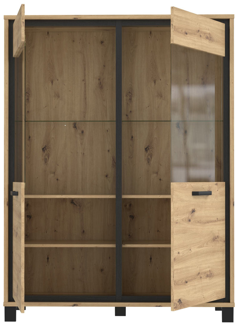 Highboard Vitrine TRONDHEIM V623 Artisan Eiche / Schwarzeiche Optik