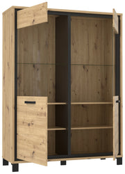 Highboard Vitrine TRONDHEIM V623 Artisan Eiche / Schwarzeiche Optik