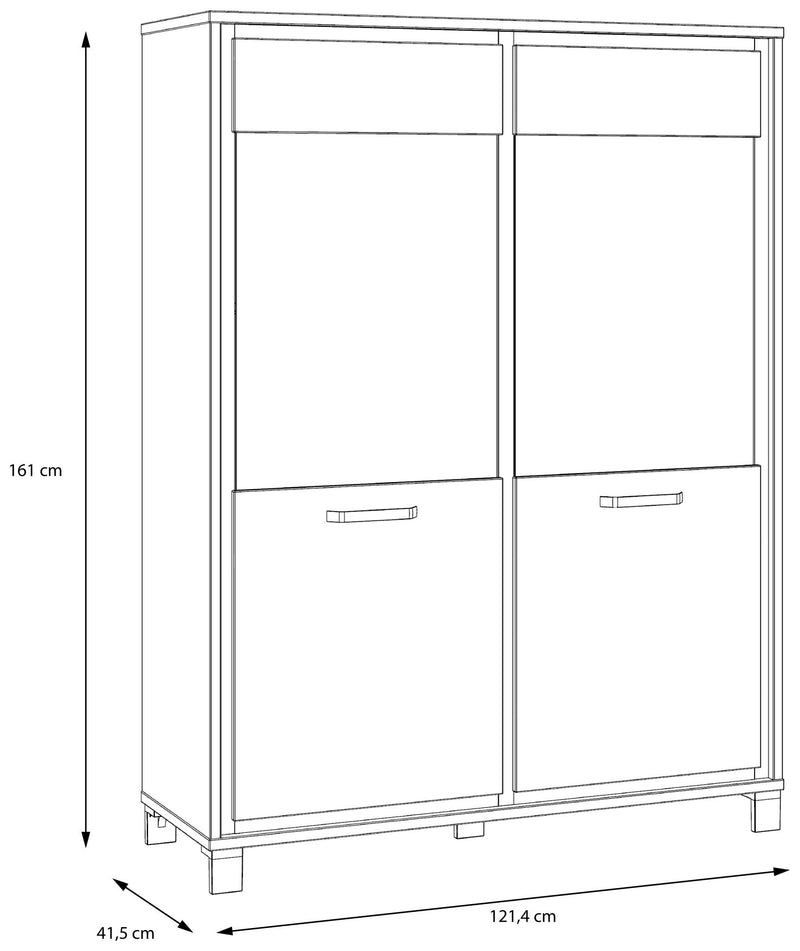 Highboard Vitrine TRONDHEIM V623 Artisan Eiche / Schwarzeiche Optik