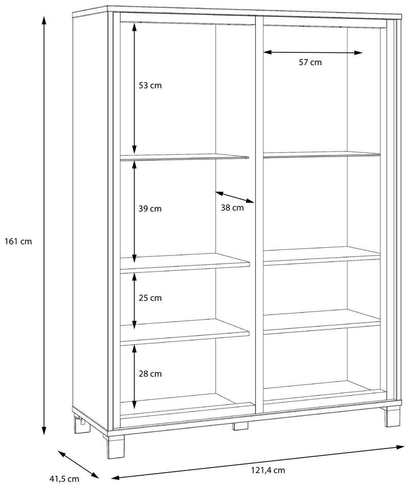 Highboard Vitrine TRONDHEIM V623 Artisan Eiche / Schwarzeiche Optik