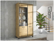 Vitrinenschrank TRONDHEIM 2-trg. Artisan Eiche / Schwarzeiche Optik