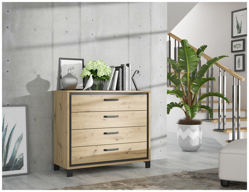 Schubladenkommode TRONDHEIM Artisan Eiche / Schwarzeiche Optik Forte
