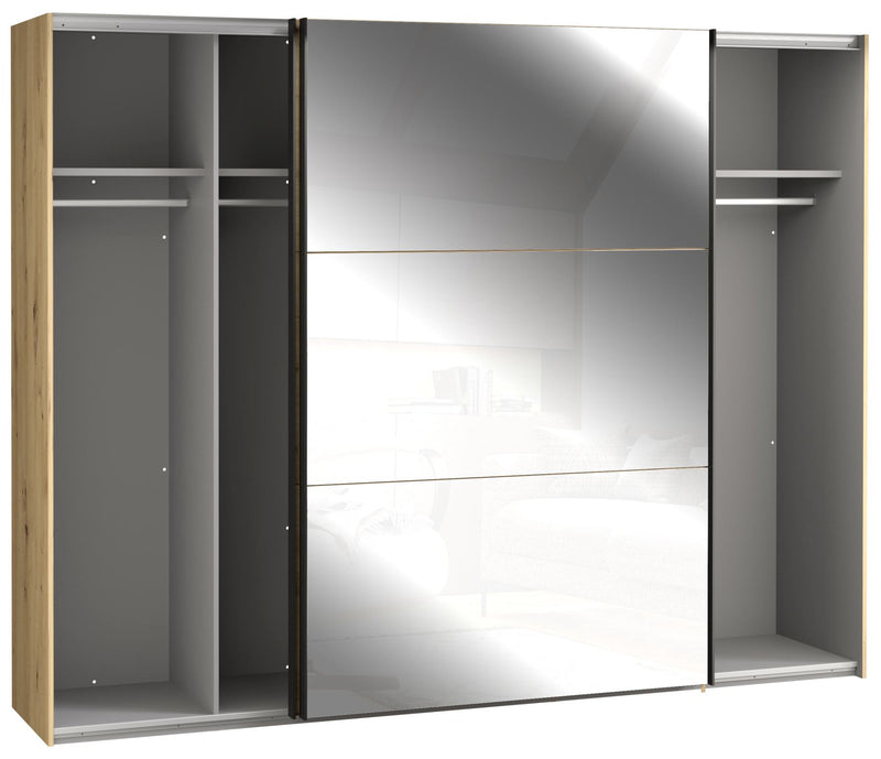 Schwebetürenschrank TRONDHEIM 270 cm Optik Artisan Eiche mit Spiegel