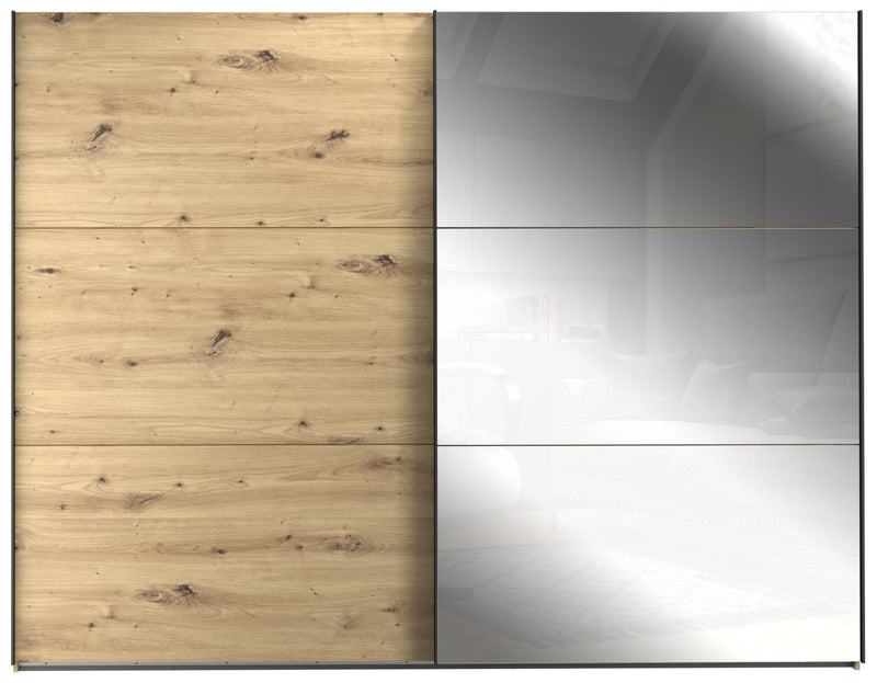 Schwebetürenschrank TRONDHEIM 270 cm Optik Artisan Eiche mit Spiegel