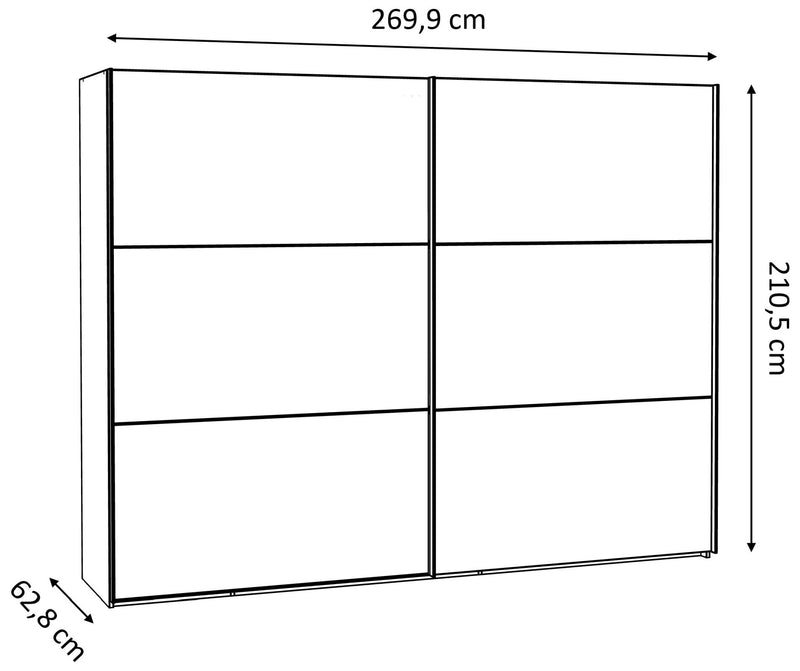 Schwebetürenschrank TRONDHEIM 270 cm Optik Artisan Eiche mit Spiegel