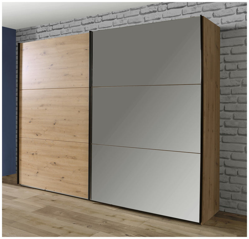 Schwebetürenschrank TRONDHEIM 270 cm Optik Artisan Eiche mit Spiegel