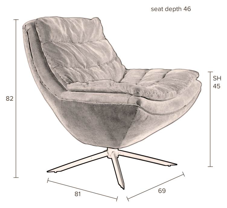 Drehbarer Lounge Sessel VINCE Cordstoff Beige von DutchBone