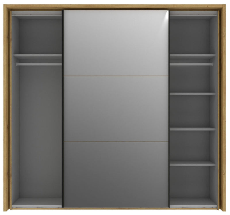 Schwebetürenschrank TRONDHEIM Kleiderschrank mit Böden Artisan Eiche