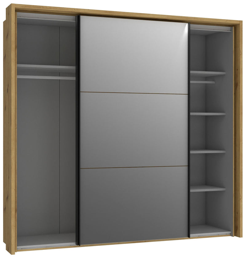 Schwebetürenschrank TRONDHEIM Kleiderschrank mit Böden Artisan Eiche