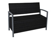 Gartenbank Truhenbank FERRARA Aluminium und Polygeflecht Schwarz