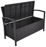 Gartenbank Truhenbank FERRARA Aluminium und Polygeflecht Schwarz