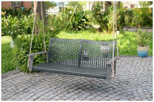 Hängebank Schaukelbank Gartenbank CUNEO Polygeflecht Grau