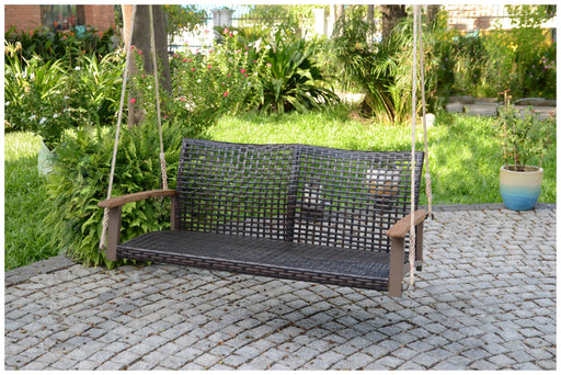 Hängebank Schaukelbank Gartenbank CUNEO Polygeflecht Braun