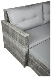 Gartensofa MALTA Polyrattan mit ausziehbaren Fußhocker und Polster