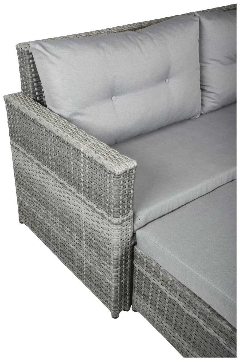 Gartensofa MALTA Polyrattan mit ausziehbaren Fußhocker und Polster
