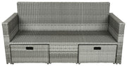 Gartensofa MALTA Polyrattan mit ausziehbaren Fußhocker und Polster
