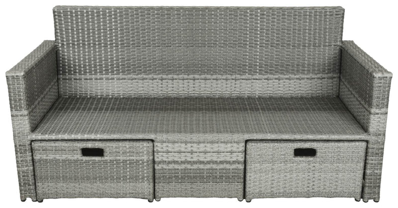 Gartensofa MALTA Polyrattan mit ausziehbaren Fußhocker und Polster
