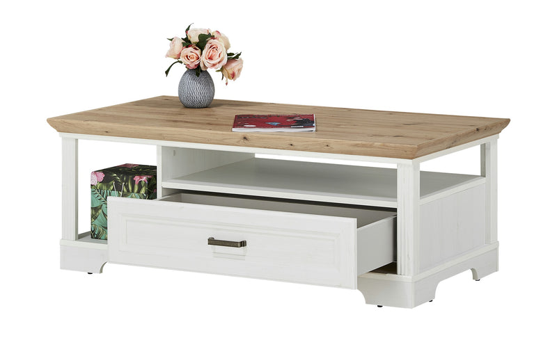 Couchtisch Wohnzimmertisch JASMIN Pinie weiß Nachbildung 120 x 67 cm