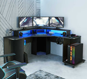 Eck Computertisch TEZAUR 222B Gaming Tisch LED Beleuchtung von Forte