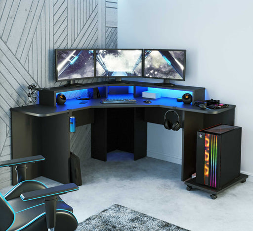 Eck Computertisch TEZAUR 222B Gaming Tisch LED Beleuchtung von Forte